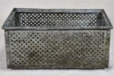 Five industrial German perforated zinc boxes 12½" x 19"