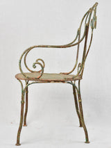 3 heart back garden armchairs with green patina