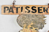 Antique French patisserie wooden sign - cheeky boy 32¾"