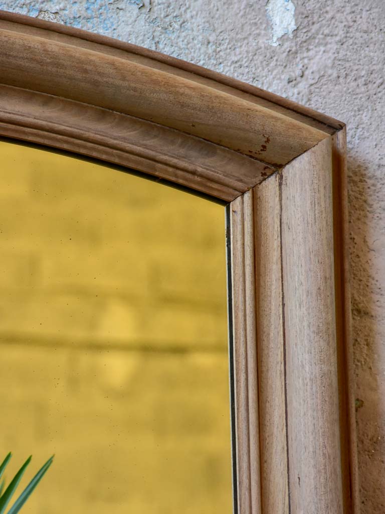 Large antique arched French mirror with walnut frame 31 ½" x 48 ½"