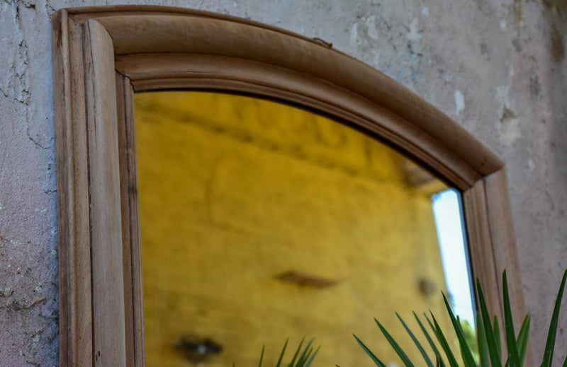 Large antique arched French mirror with walnut frame 31 ½" x 48 ½"