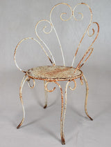 Pair of antique French garden armchairs - iron with white patina