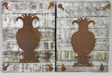 2 artisan made decorative panels with pineapple silhouettes 17" x 22¾"