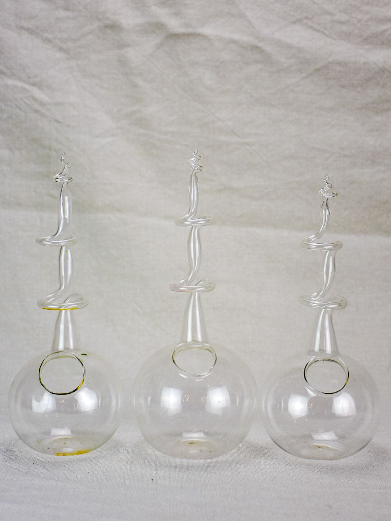 Collection of three unusual blown glass vases 11"