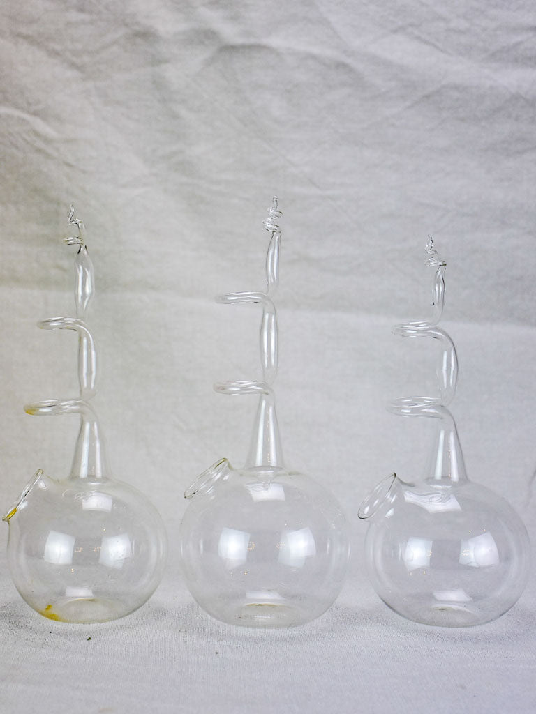 Collection of three unusual blown glass vases 11"
