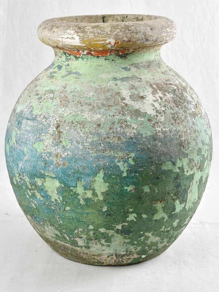 Pair of very large 'olive' Willy Guhl style pots with green patina 27½"