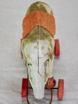 Antique French toy elephant on wheels - small