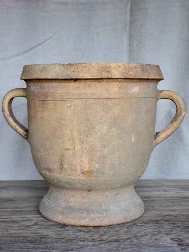 Antique French terracotta garden planter with two handles