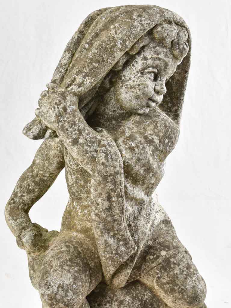 Antique stone garden sculpture of an angel 27½"