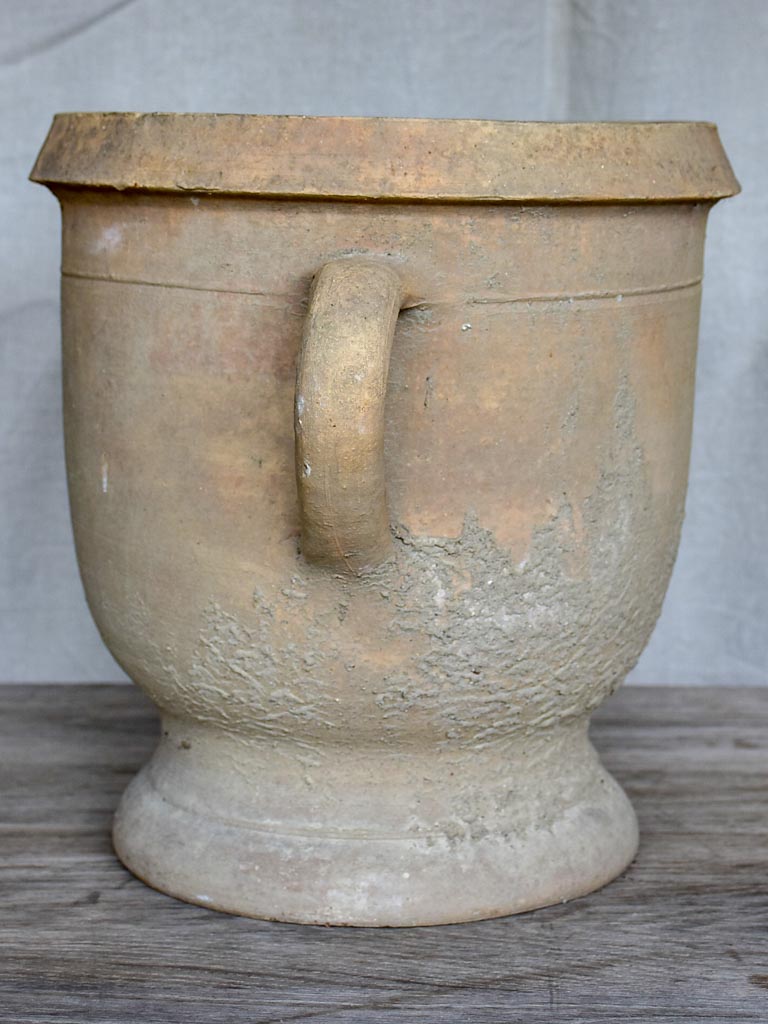Antique French terracotta garden planter with two handles