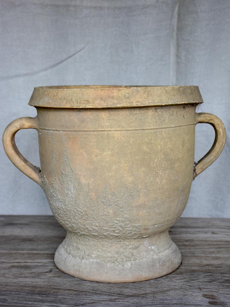 Antique French terracotta garden planter with two handles