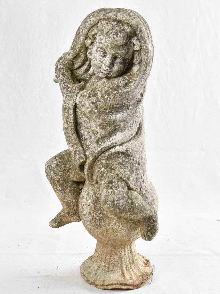 Antique stone garden sculpture of an angel 27½"