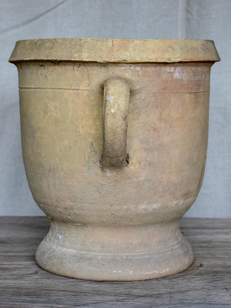 Antique French terracotta garden planter with two handles