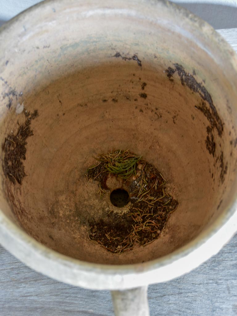 Antique French terracotta garden planter with two handles