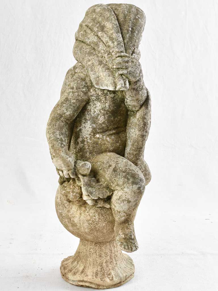 Antique stone garden sculpture of an angel 27½"