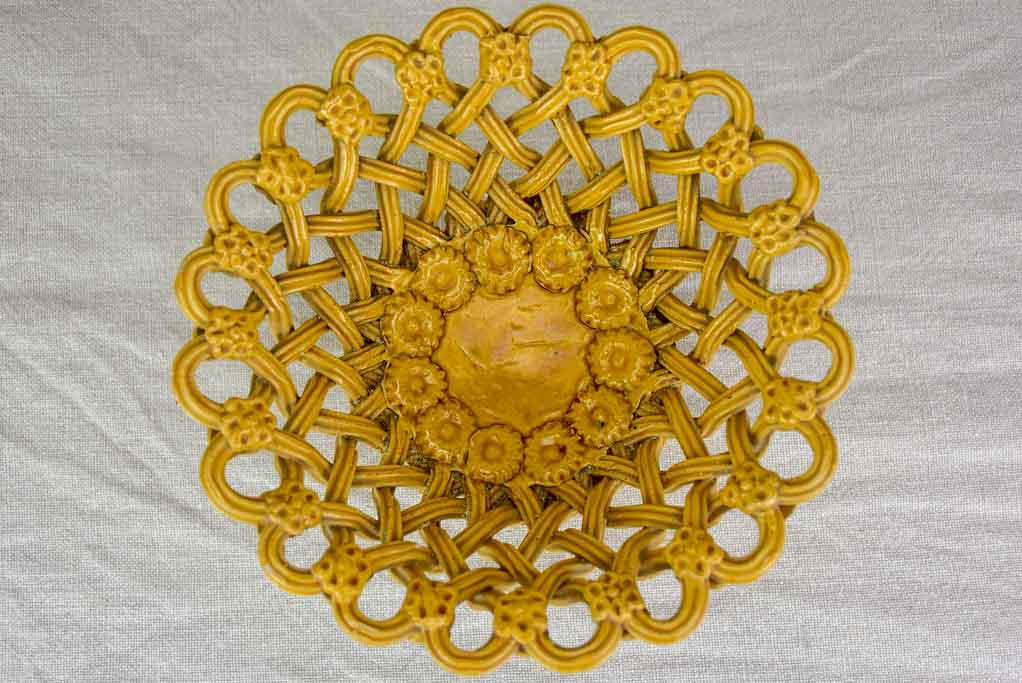 Early 20th Century woven ceramic bowl from Uzes 8"