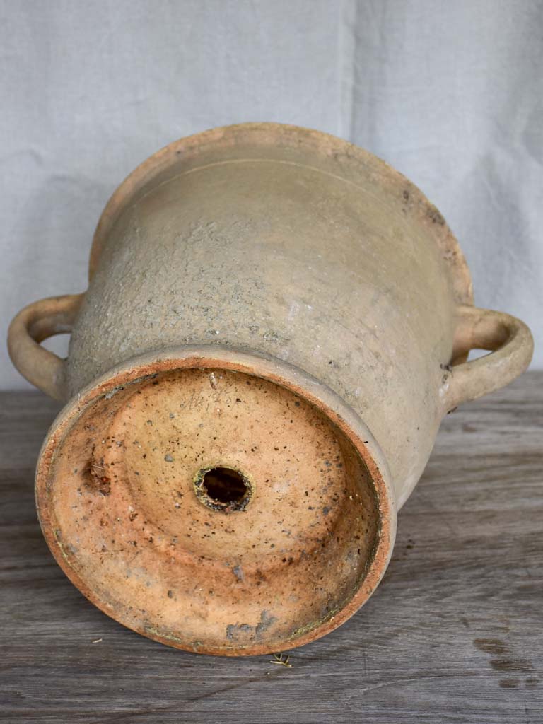 Antique French terracotta garden planter with two handles