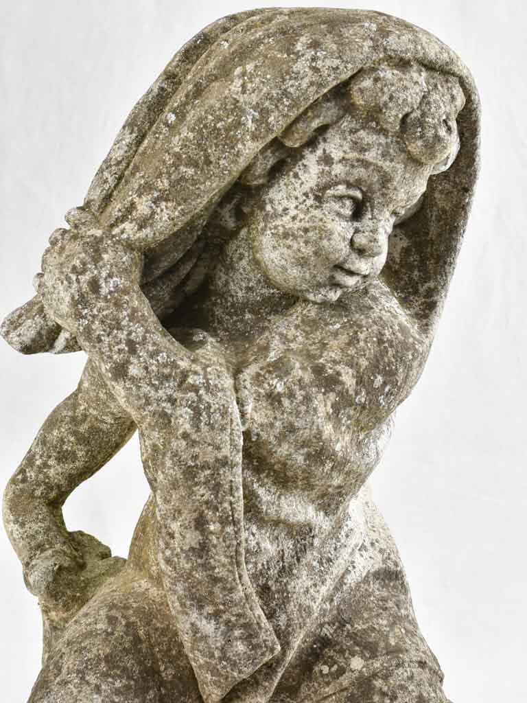 Antique stone garden sculpture of an angel 27½"