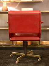 Vintage French swivel armchair - red skai 1960's