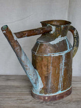 Antique French copper watering can with brace