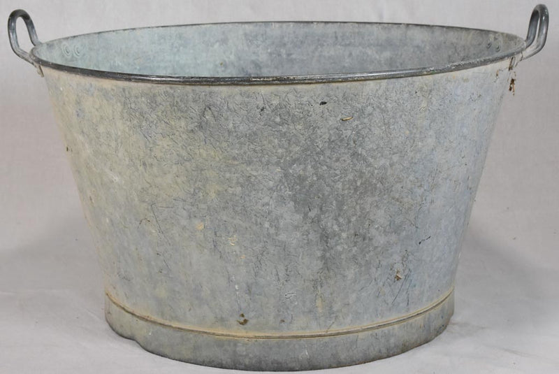 Three antique French zinc wash basins 27½"
