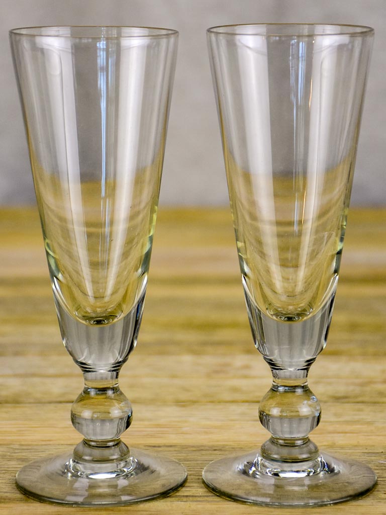 Six early 20th Century French champagne flutes - blown glass