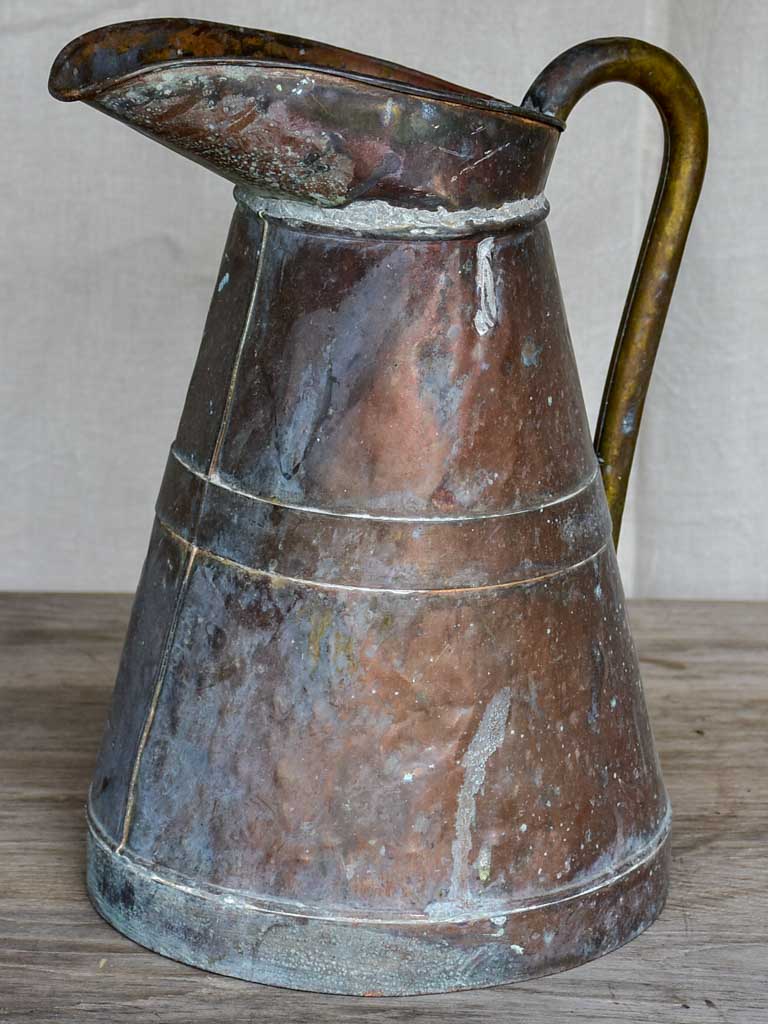 Antique French copper pitcher