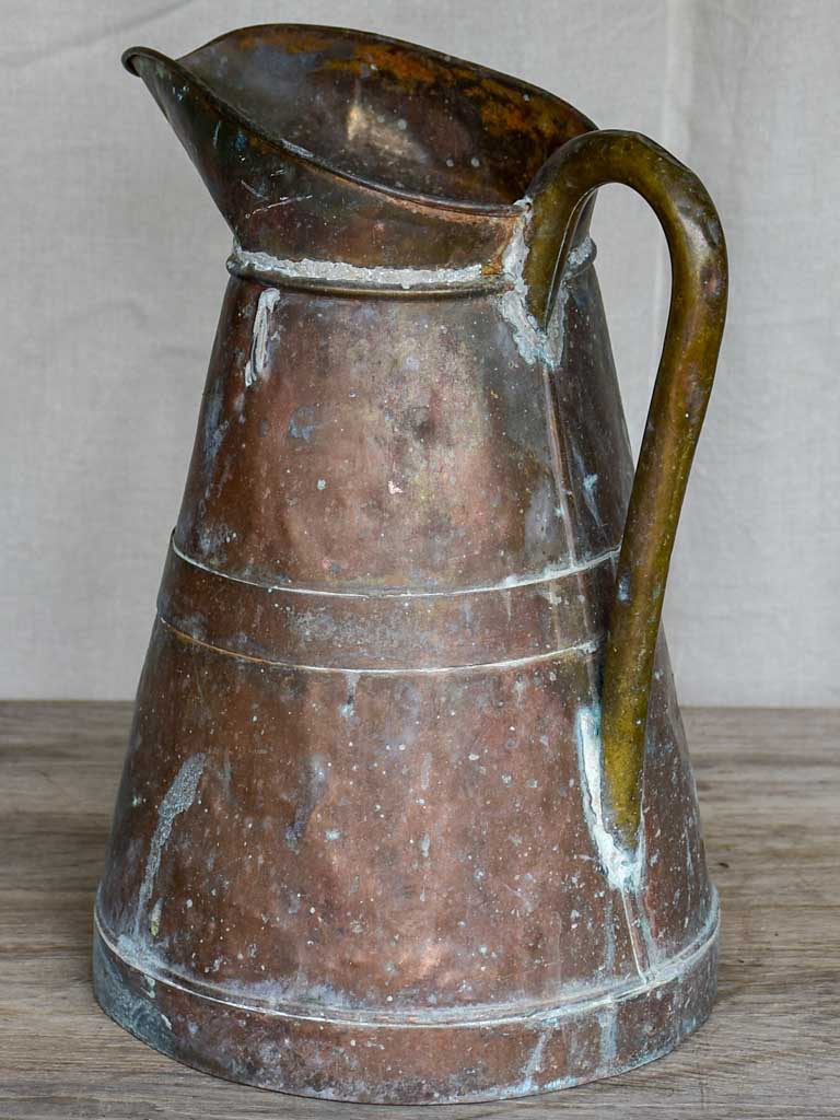 Antique French copper pitcher
