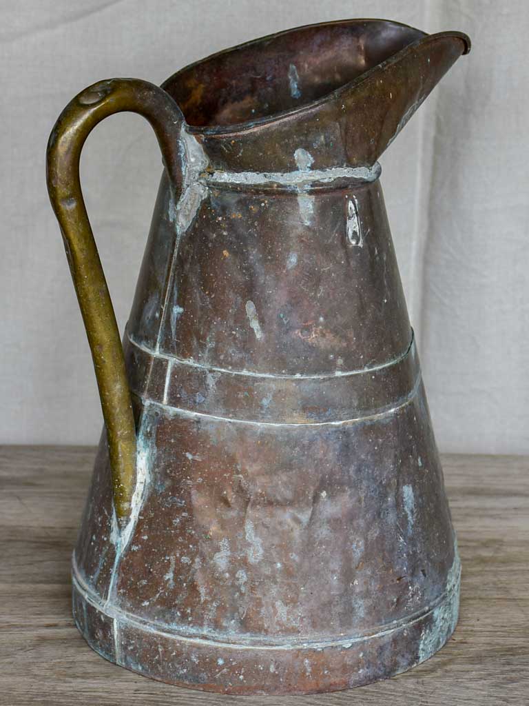 Antique French copper pitcher