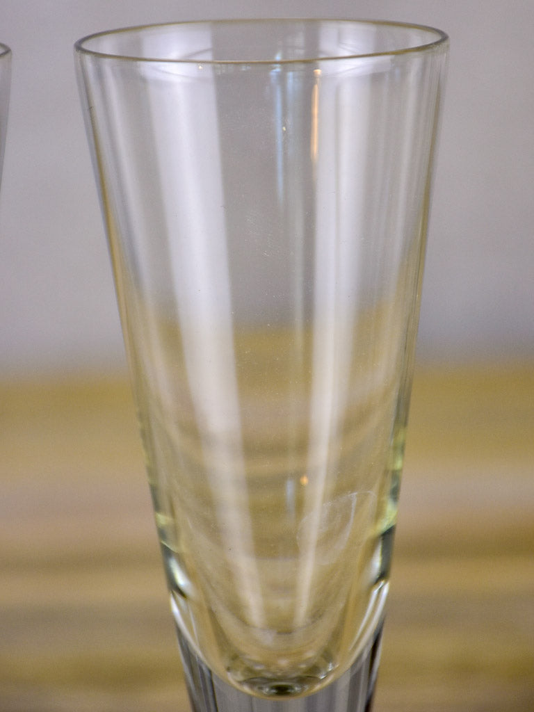 Six early 20th Century French champagne flutes - blown glass