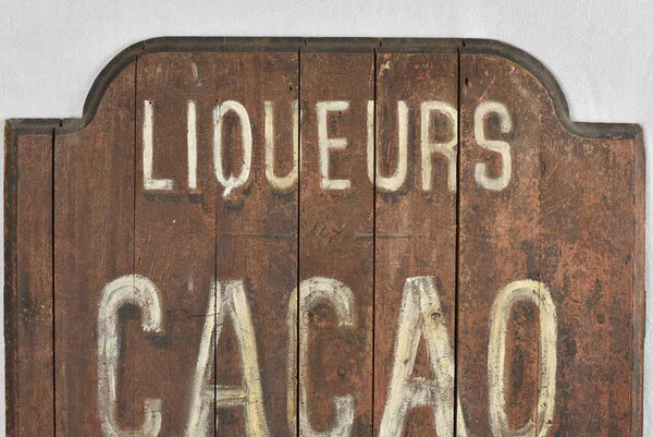 Very large wooden sign - Liqueurs Cacao Van Houten Sirops 55½"