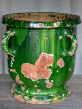 Very large French garden planter with green glaze