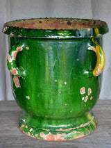 Very large French garden planter with green glaze