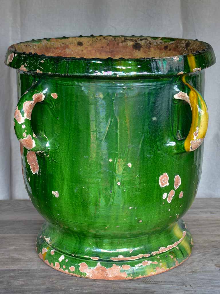 Very large French garden planter with green glaze
