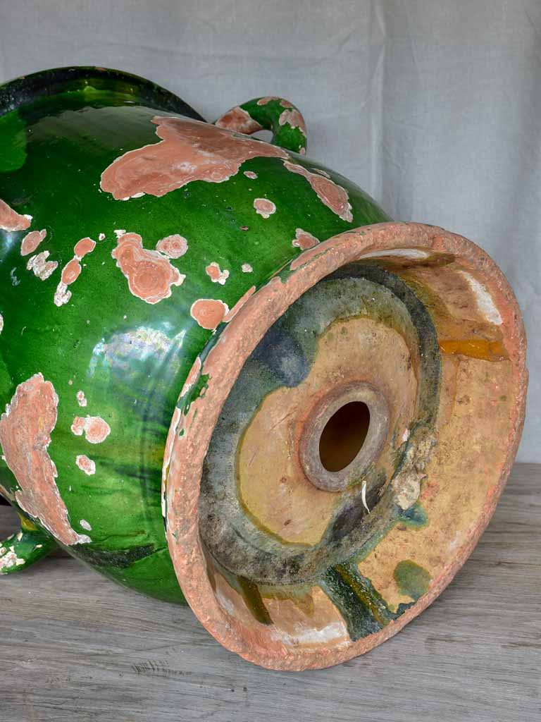 Very large French garden planter with green glaze