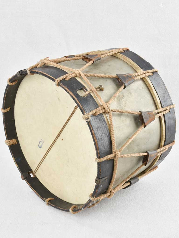 Vintage French Leather Drum with Rope