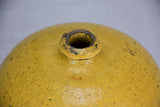 19th Century French ceramic hot water bottle with yellow glaze 7"