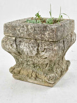 Three square antique stone planters 11"