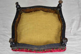 Antique French footstool with red  upholstery 12½"