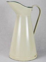 Vintage French enamel water pitcher - cream 15¾"
