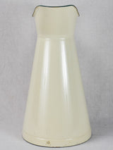 Vintage French enamel water pitcher - cream 15¾"