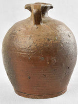 19th century terracotta oil pot w/ 2 handles 8¾"
