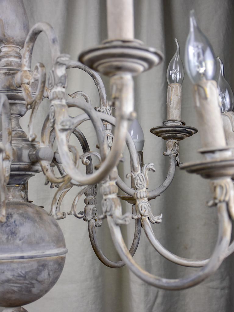 Large early 20th Century Dutch chandelier with grey patina 31½" diameter