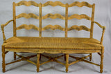 French Provincial rush banquette - three seat 57½"