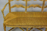 French Provincial rush banquette - three seat 57½"