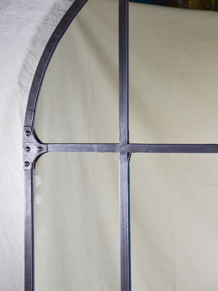 Large arched mirror with iron frame 41¾" x 67"