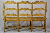 French Provincial rush banquette - three seat 57½"