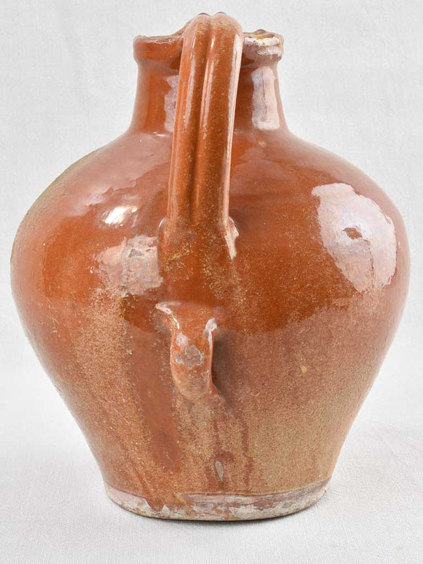 19th century water pitcher w/ brown glaze 13"