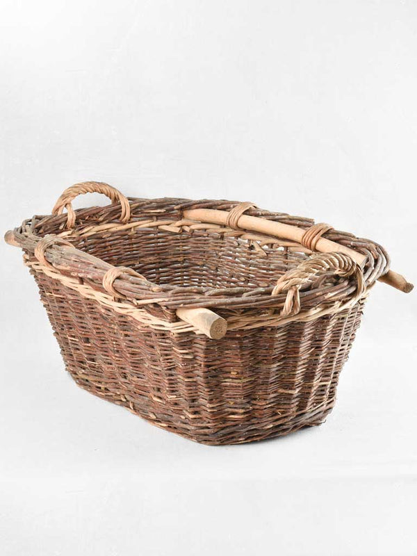 Vintage French large wicker harvest basket