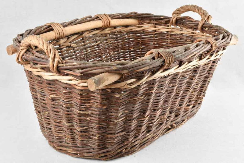 Rustic French wicker vegetable harvest basket